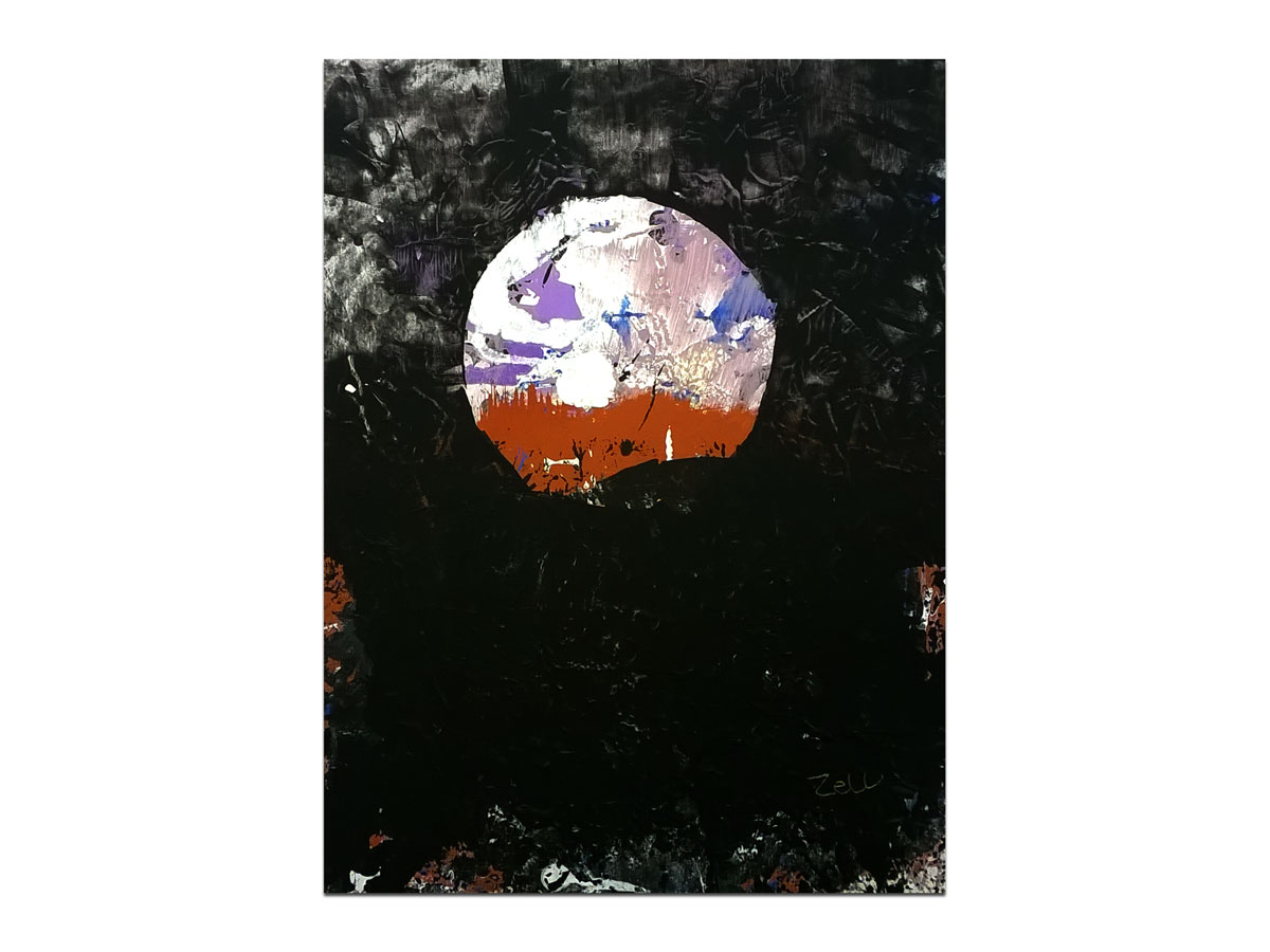 Umjetnine prodaja slika u galeriji MAG - moderna apstraktna slika Partial Eclipse akril na kartonu 30x23 cm