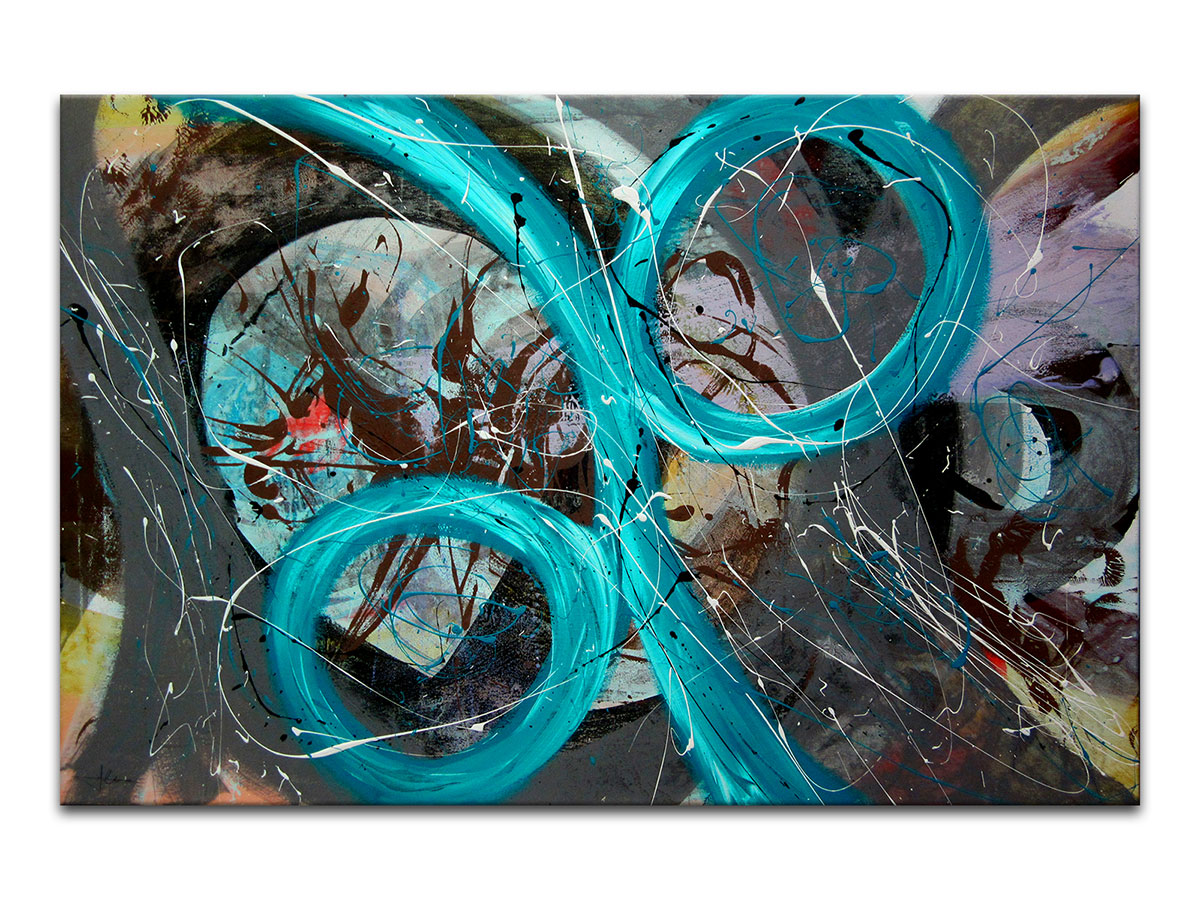 Moderne slike u galeriji MAG - apstraktna slika Tirkizni obrat akril na napetom platnu 120x80 cm