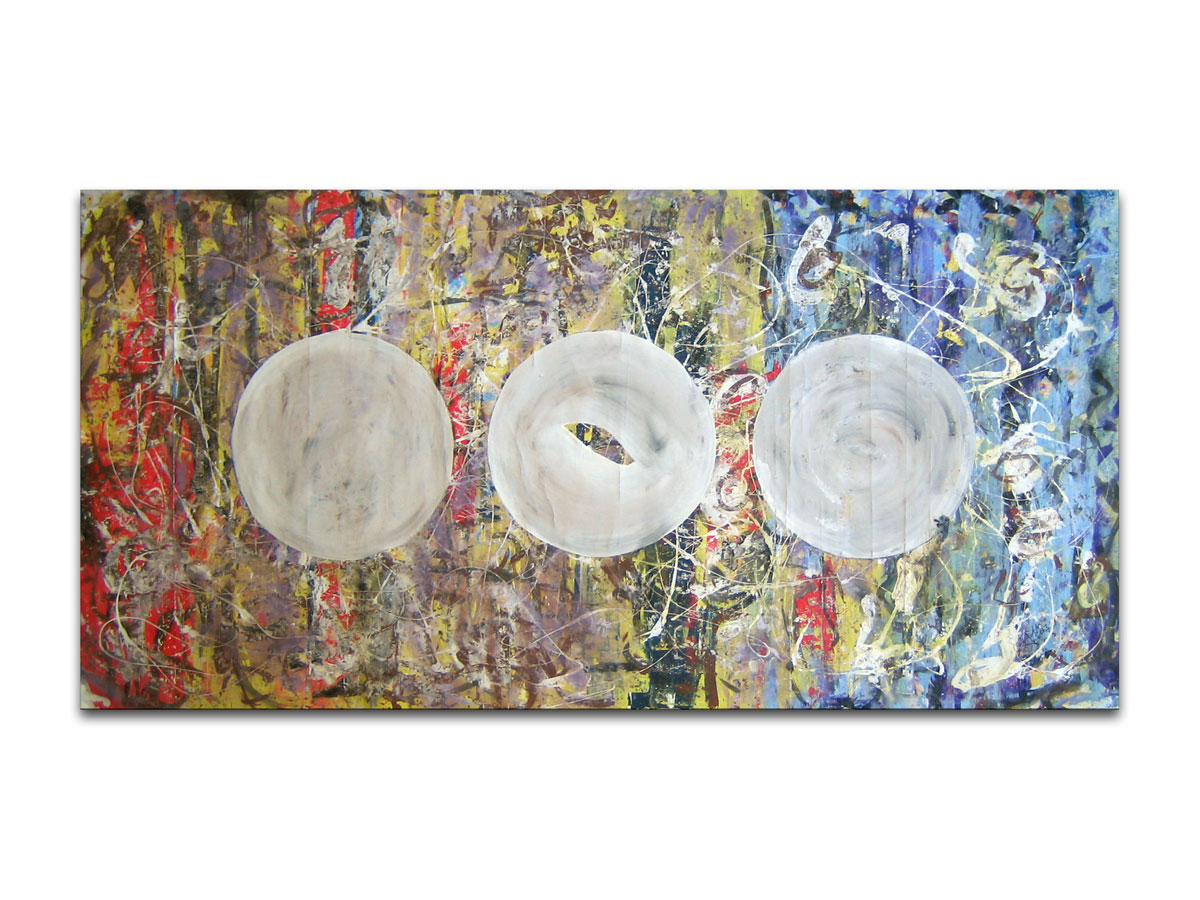 Apstraktni ekspresionizam - prodaja slika na platnu - Tri sfere 130x65 cm - MAG galerija