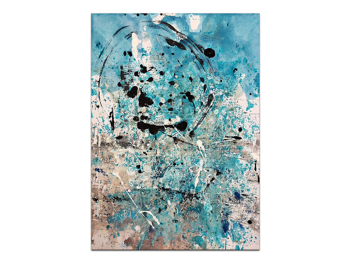 Moderne slike u galeriji MAG - apstraktna slika Tirkizno jutro akril na hameru 41x29 cm