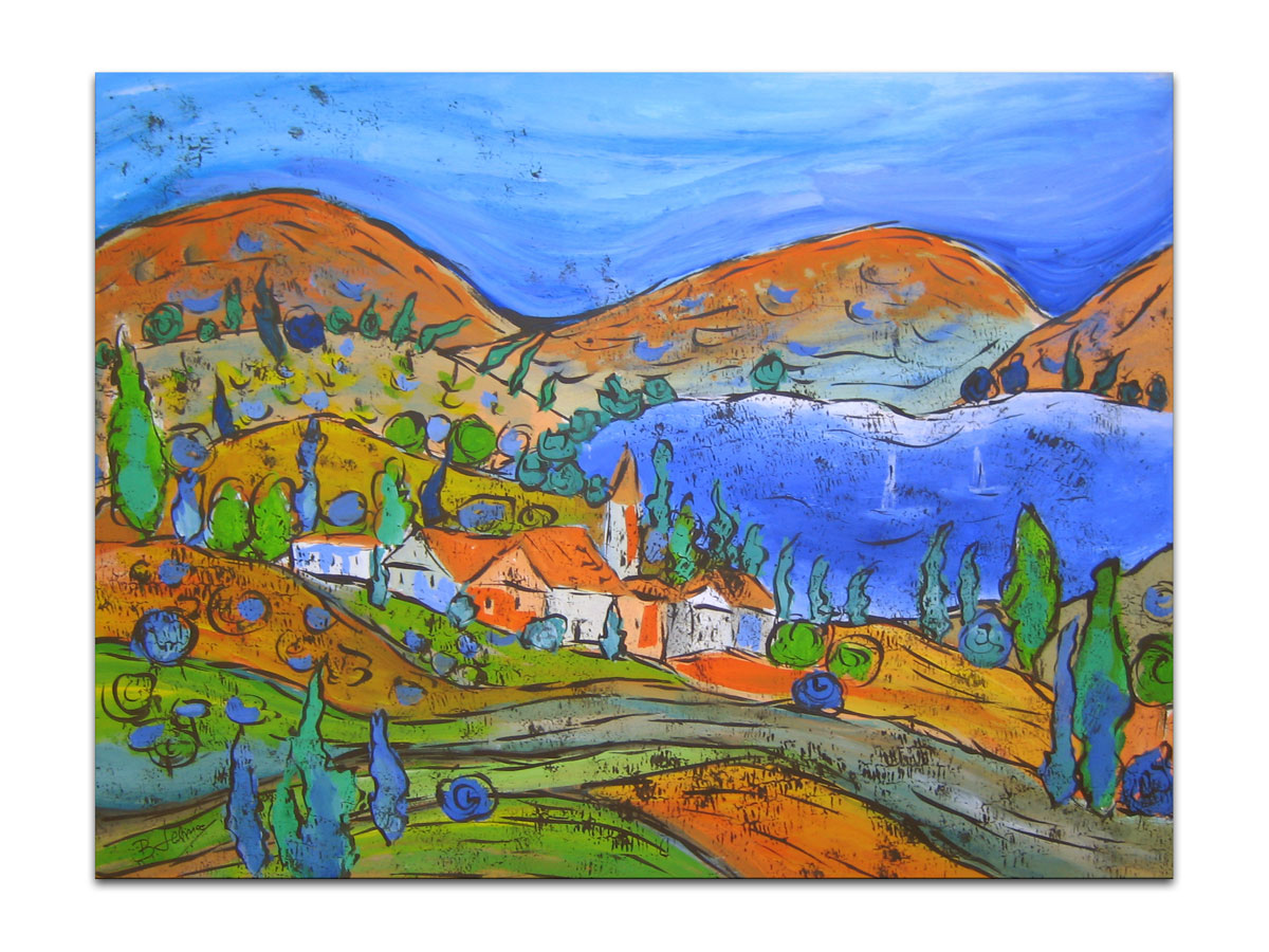 Galerije u Istri i Dalmaciji - MAG galerija - Umjetnička slika na platnu - Cres iz mašte - 75x55 cm