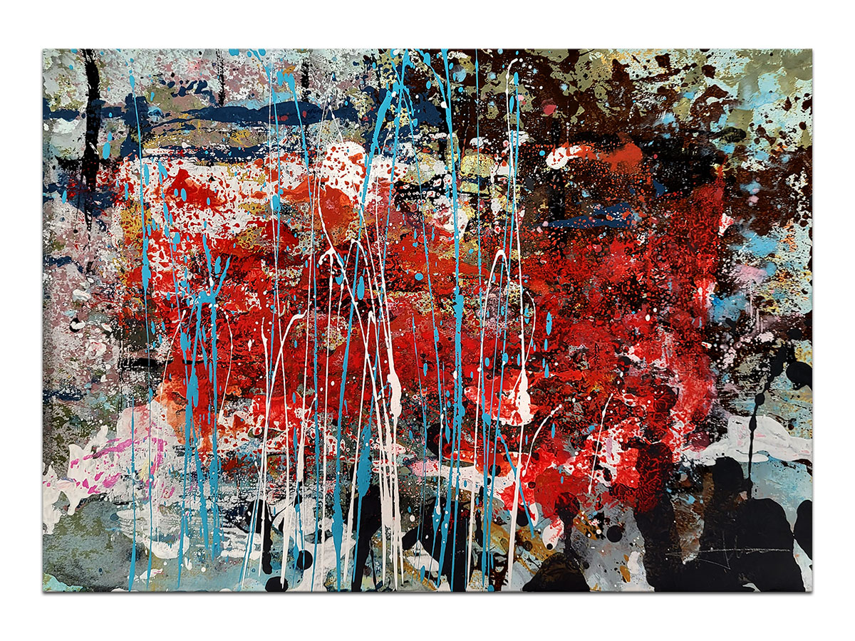 Moderne slike u galeriji MAG - apstraktna slika Red october akril na hameru 41x29 cm