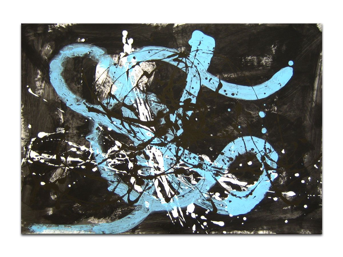Moderna galerija Rijeka MAG - apstraktna slika Plava krivulja Akril na hameru 100x70 cm