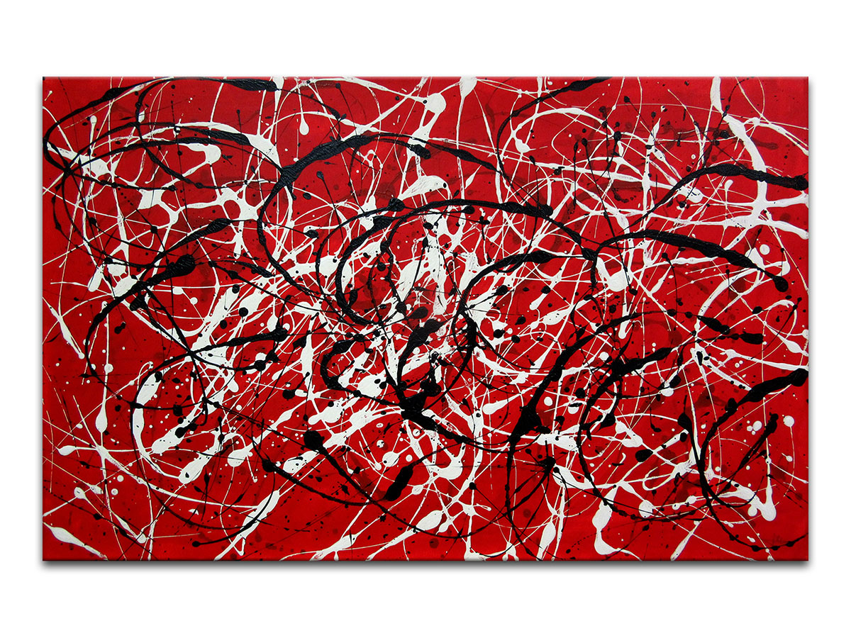 Moderne slike u galeriji MAG - apstraktna slika Pollock in red akril na napetom platnu 110x70 cm