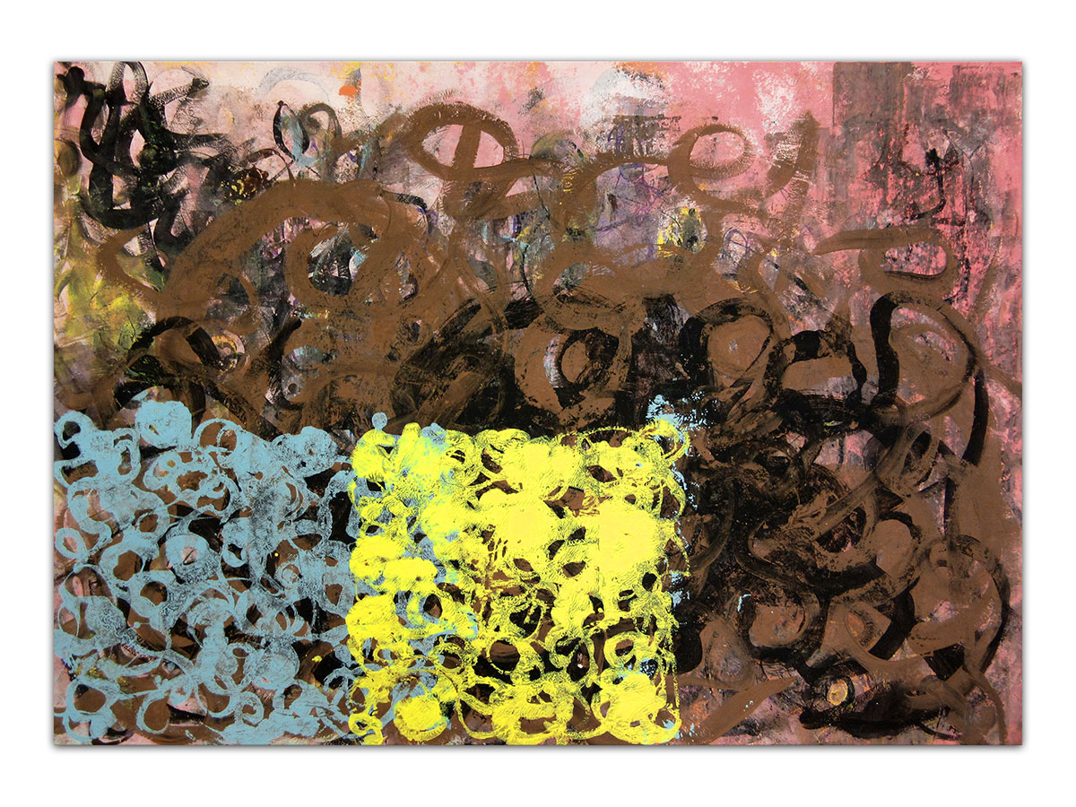 Apstraktni ekspresionizam u galeriji MAG - apstraktna slika Dva prijatelja gledaju smiraj akril na hameru 100x70 cm