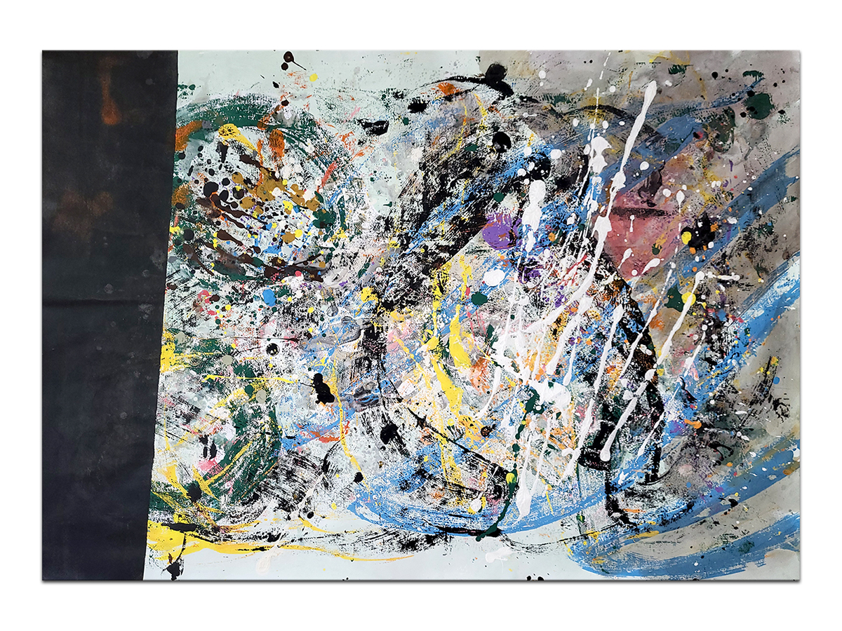 Moderne slike u galeriji MAG - apstraktna slika Osvrt događaja akril na hameru 100x70 cm