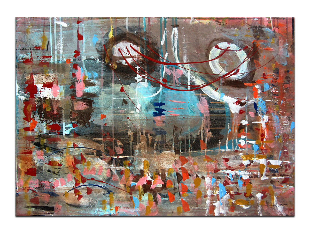 Moderne slike u galeriji MAG - apstraktna slika Piknik u parku akril na napetom platnu 70x50 cm