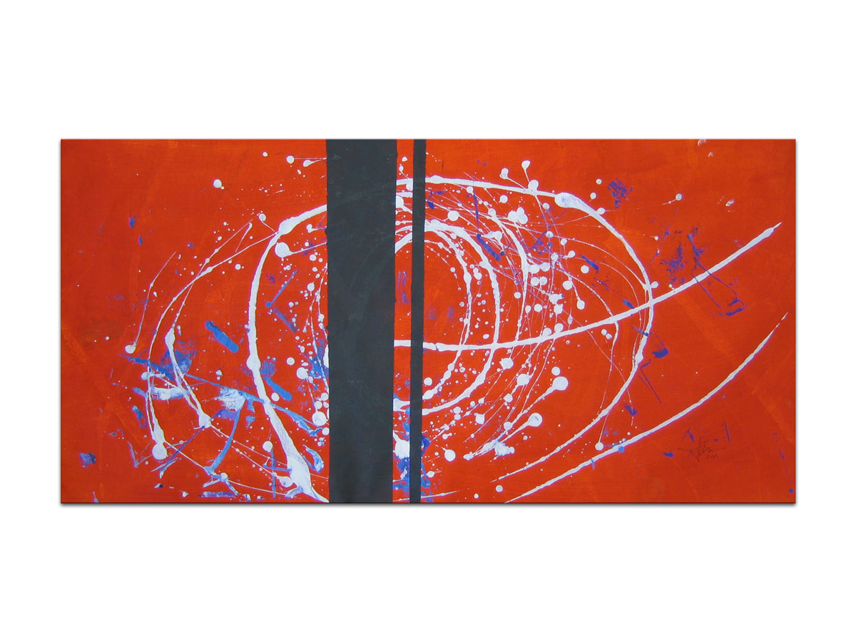 Autorska slika na platnu u prodaji galerije MAG - apstraktna slika Red lines akril 80x40 cm