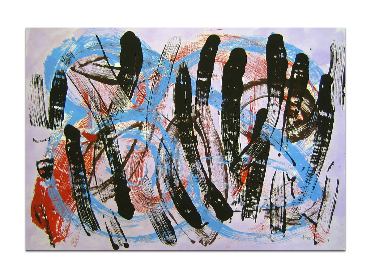 Rijeka galerije slika MAG - apstraktna slika Putnici Akril na hameru 100x70 cm
