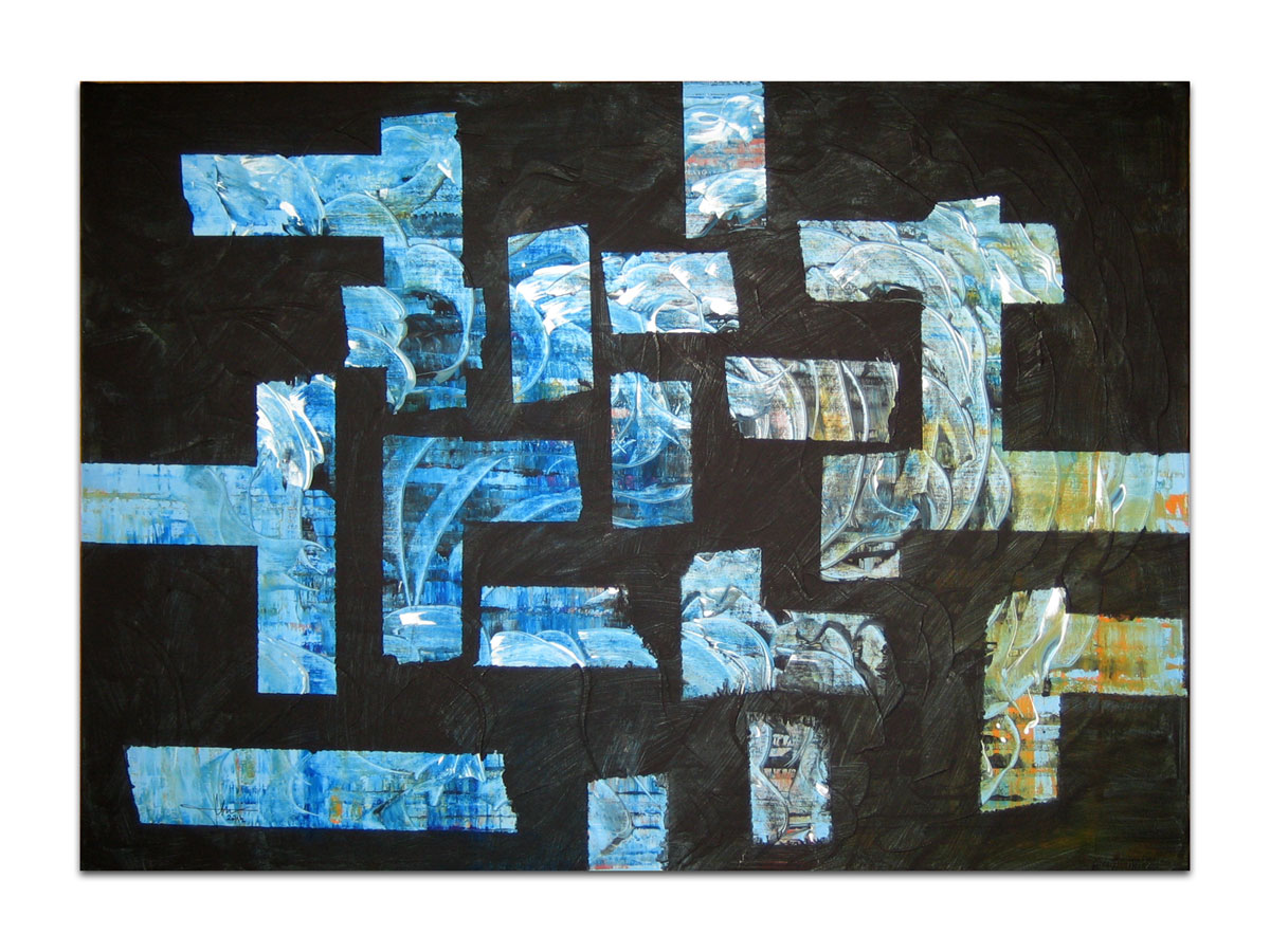 Moderan interijer uređen slikama iz galerije MAG - Elementi mora - apstraktna slika na platnu 70x50 cm
