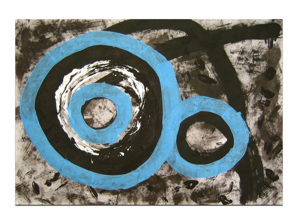 Akril na papiru prodaja u galeriji MAG - apstraktna slika U plavom okrugu Akril na hameru 100x70 cm