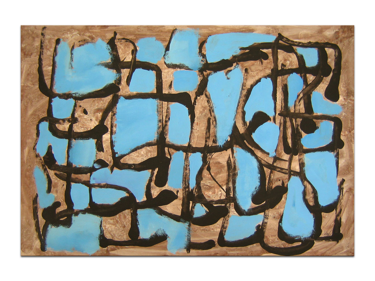 Apartmani uređenje slikama iz galerije MAG - apstraktna slika Odrazi plavetnila Akril na hameru 100x70 cm