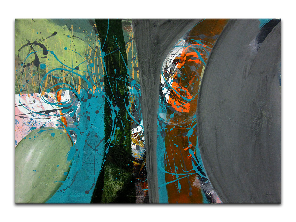 Moderne slike u galeriji MAG - apstraktna slika Sramežljivo sunce akril na napetom platnu 100x70 cm