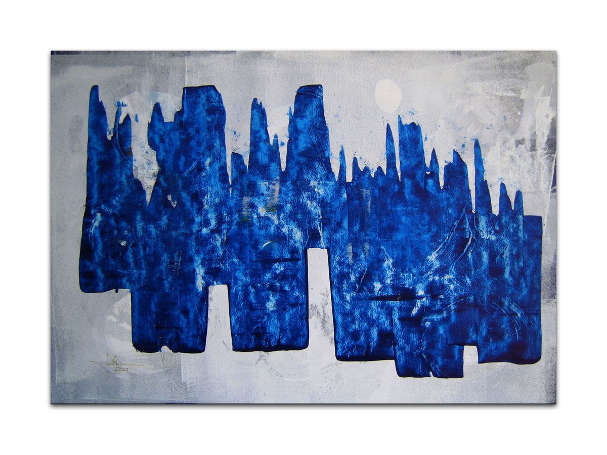 Izložba slika - Originalna apstraktna slika - Ni plavo ni mjesec - Akril na hameru - MAG galerija