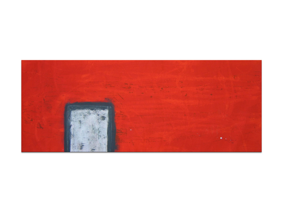 Dizajn interijera slikama iz ponude galerije MAG - apstraktna slika Red box akril 100x40 cm