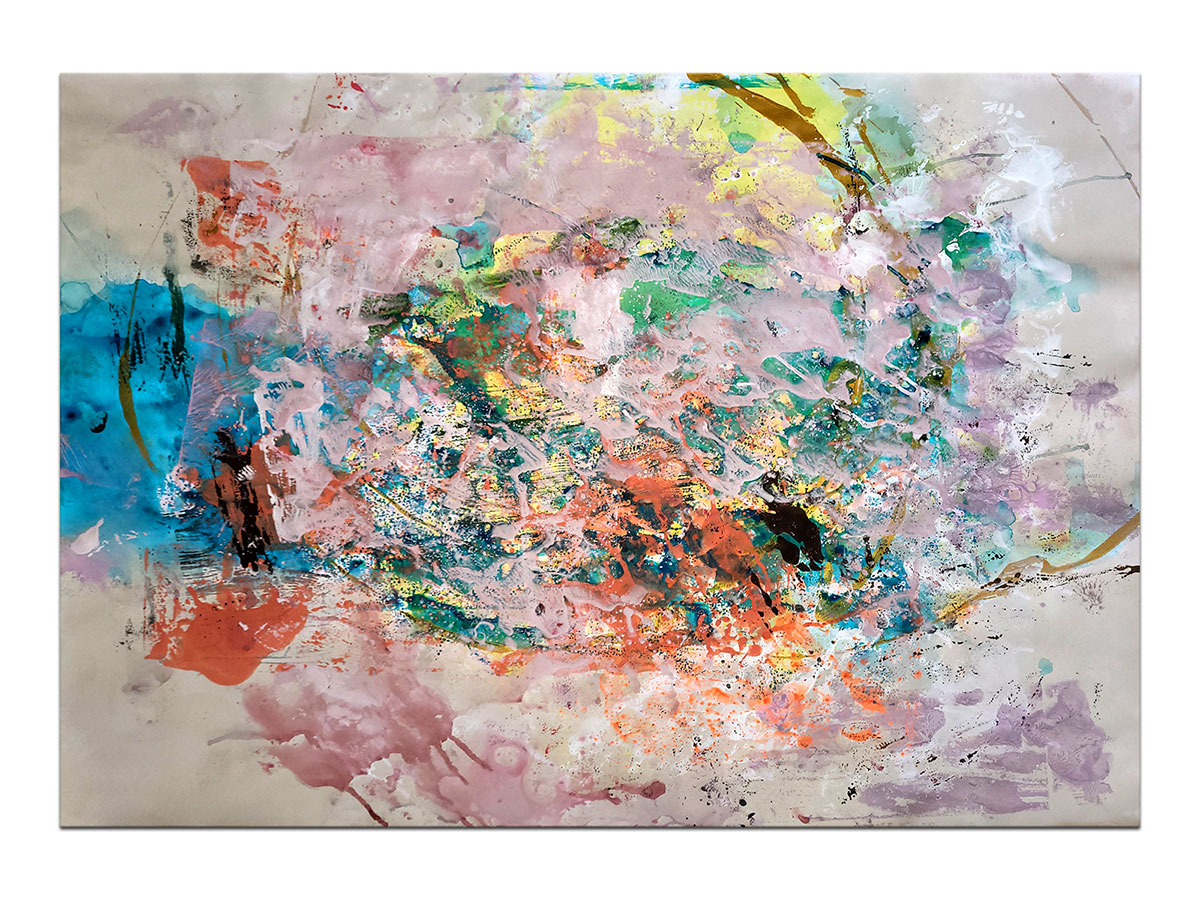 Moderne slike u galeriji MAG - apstraktna slika Raspršeno proljeće akril na hameru 100x70 cm