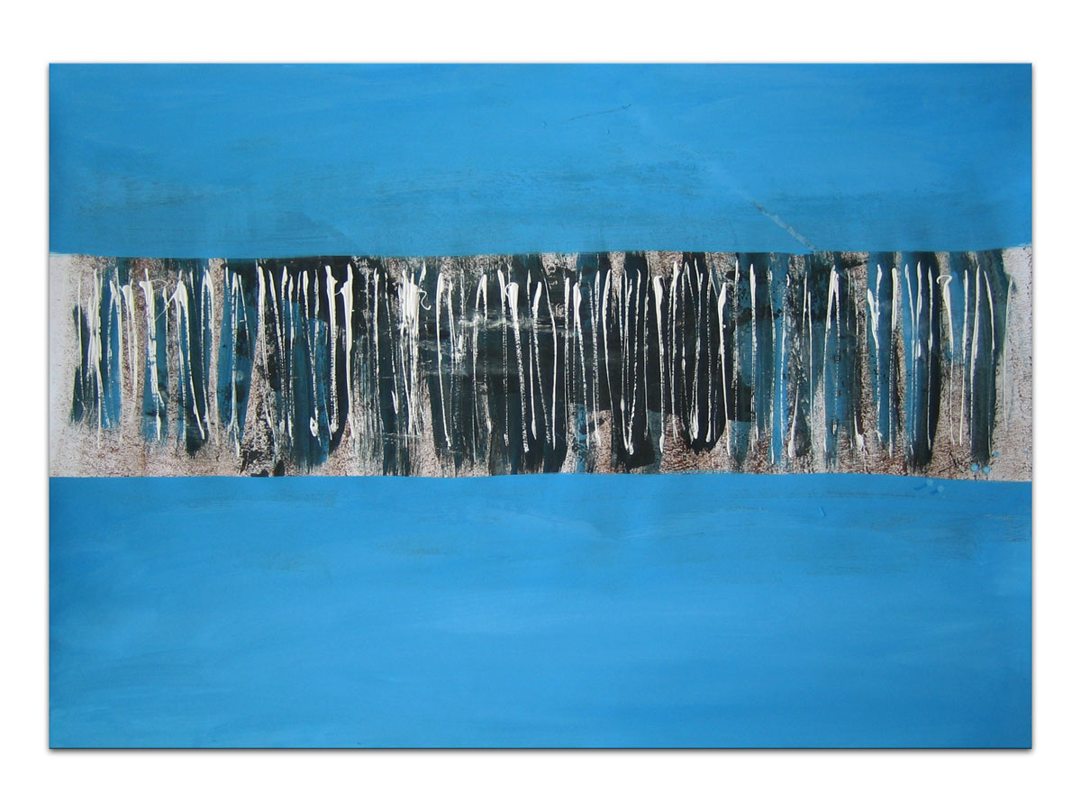 Dnevni boravci uređenje slikama iz galerije MAG - apstraktna slika Blue force akril na hameru 100x70 cm