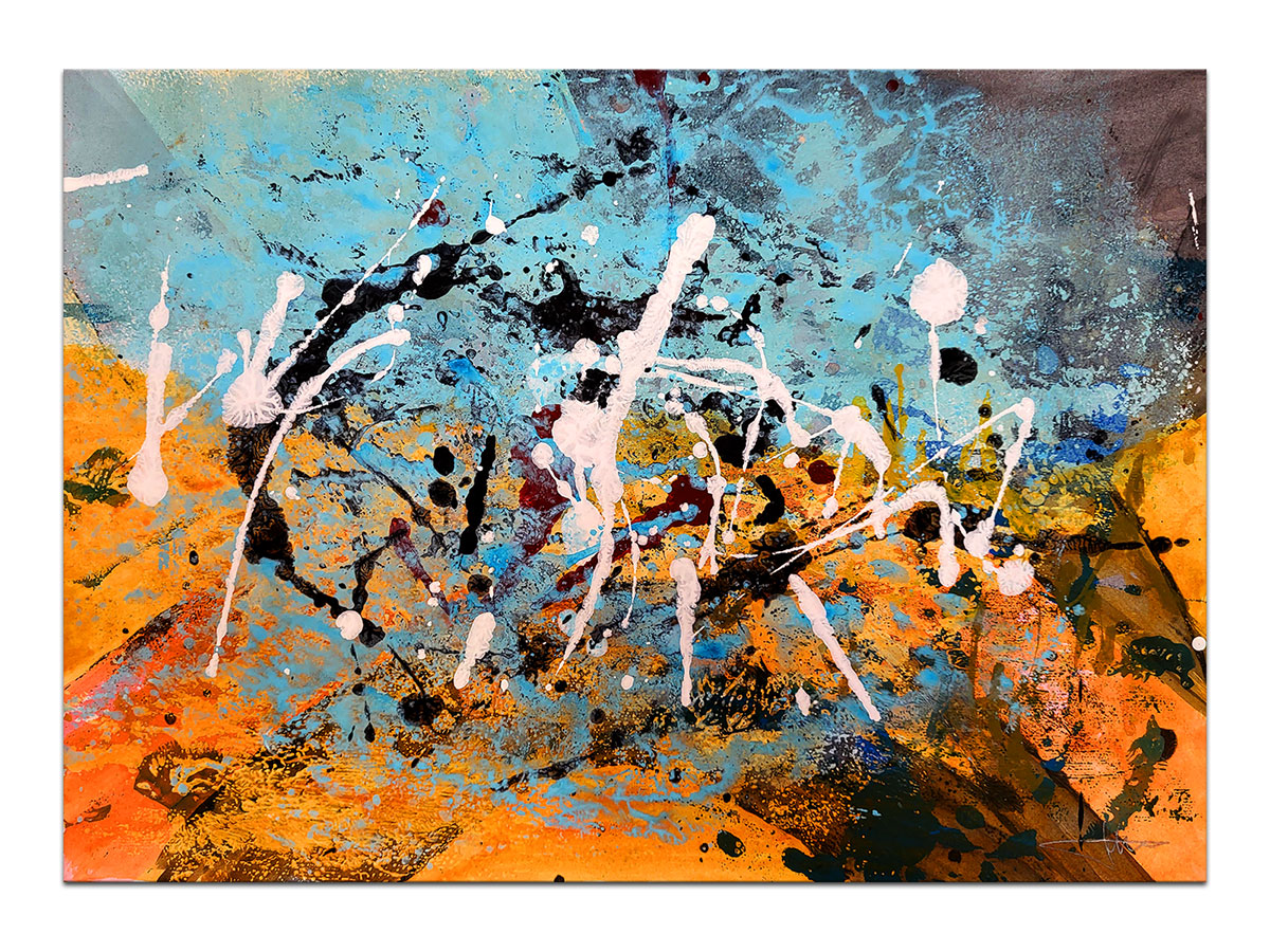 Moderne slike u galeriji MAG - apstraktna slika Dugo toplo ljeto II akril na hameru 41x29 cm