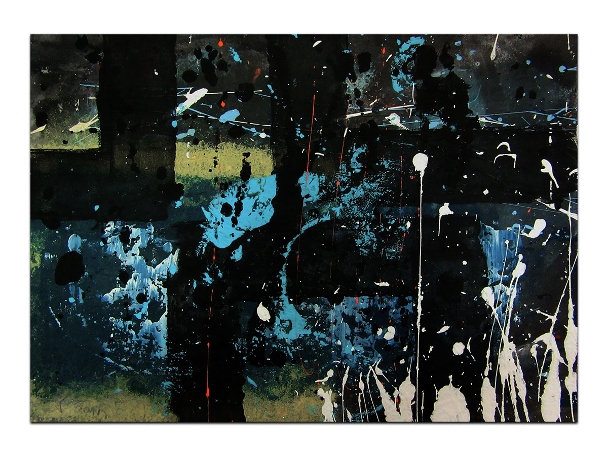 Moderne slike u galeriji MAG - apstraktna slika Noćni ritmovi akril na hameru 42x29 cm