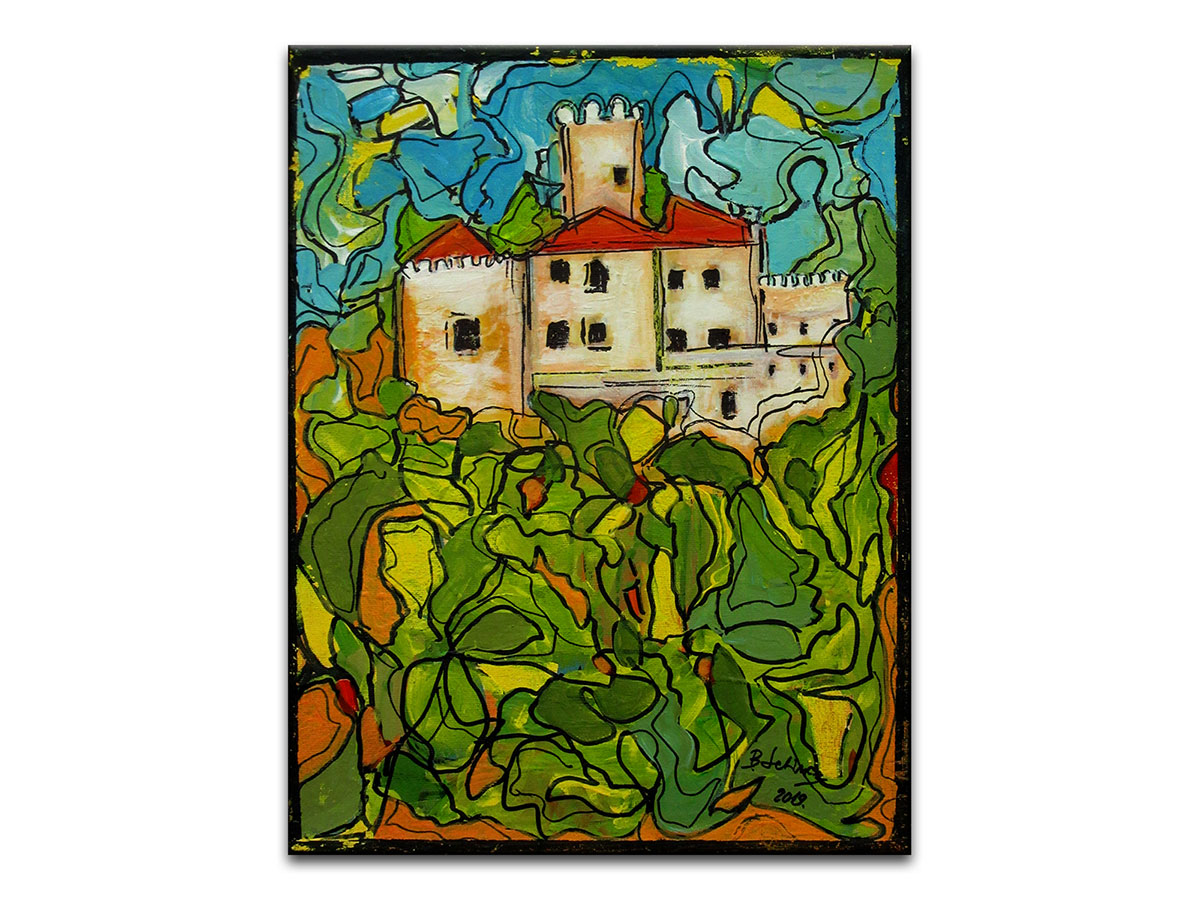 Moderne slike u galeriji MAG - Umjetnička slika Stari dvorac akril na napetom platnu 35x27 cm