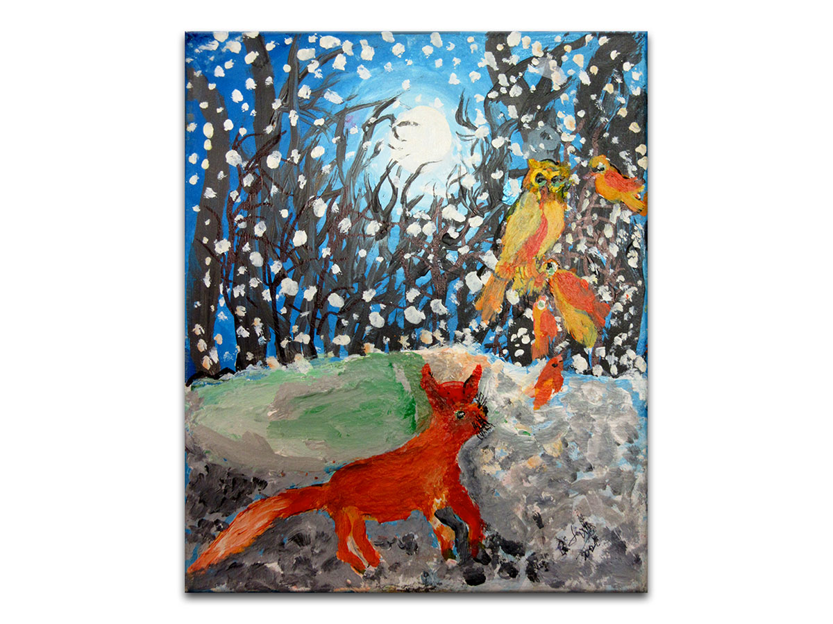 Moderne slike u galeriji MAG - Umjetnička slika Lisica akril na napetom platnu 30x25 cm