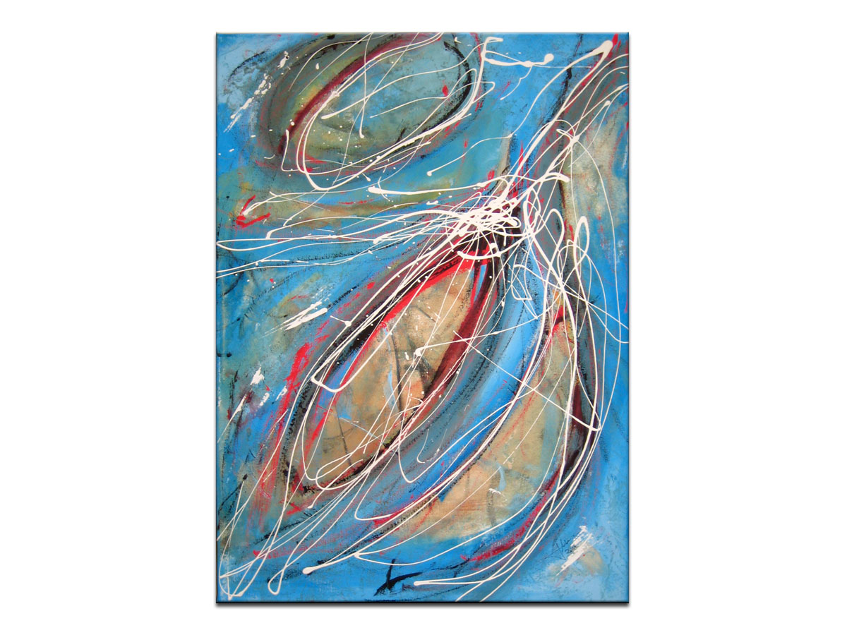 Moderan dnevni boravak opremljen slikama iz galerije MAG - Vjesnik proljeća - apstraktna slika na platnu 70x50 cm
