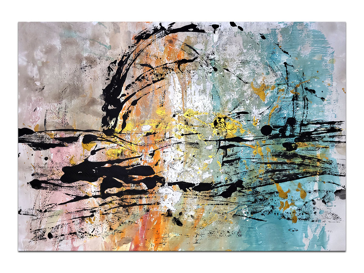 Moderne slike u galeriji MAG - apstraktna slika Sunčevi dodiri akril na hameru 100x70 cm