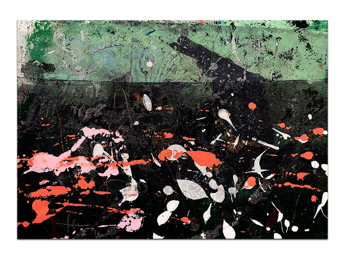 Moderne slike u galeriji MAG - apstraktna slika Dubinska zbivanja akril na hameru 30x20 cm