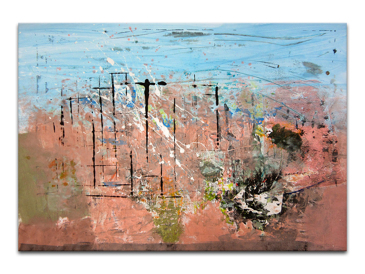 Moderne slike u galeriji MAG - apstraktna slika Jutro s autorom akril na hameru 100x70 cm