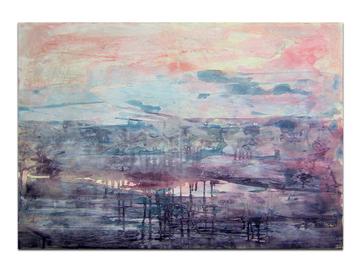 Moderne slike u galeriji MAG - apstraktna slika Ružičasta zora akril na napetom platnu 100x70 cm