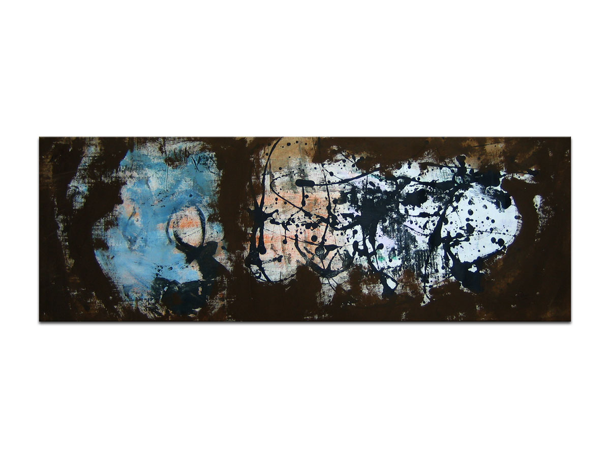 Slika na platnu u prodaji galerije MAG - originalna apstraktna slika Plava pećina akril na platnu 115x40 cm