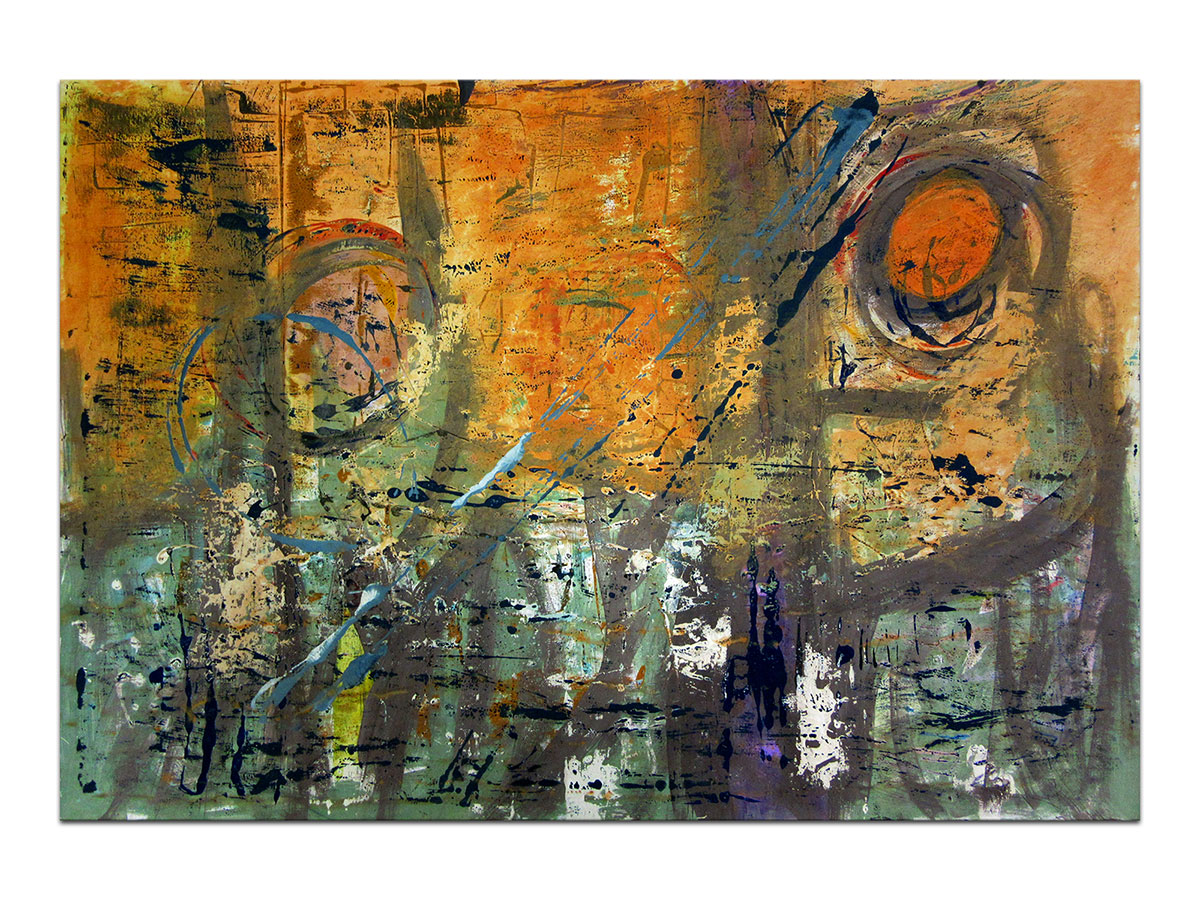 Moderne slike u galeriji MAG - apstraktna slika Dva sunca akril na hameru 100x70 cm