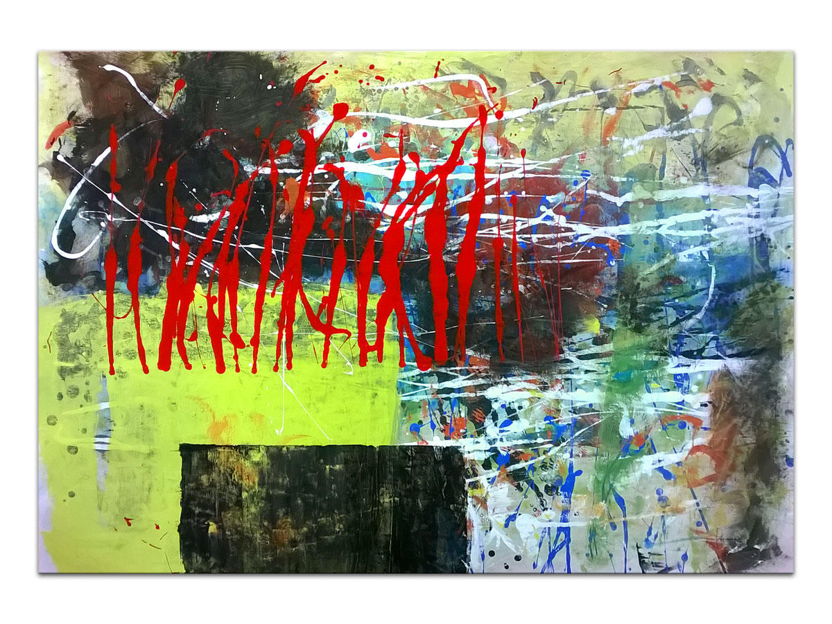 Uređenje stana slikama galerije MAG - originalna moderna apstraktna slika Red Tango akril na hameru 100x70 cm