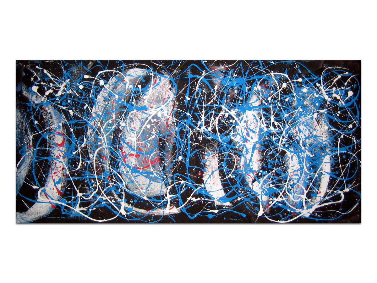 Umjetnine slike u ponudi galerije MAG - Plava trava zaborava - moderna apstraktna slika na platnu 150x70 cm