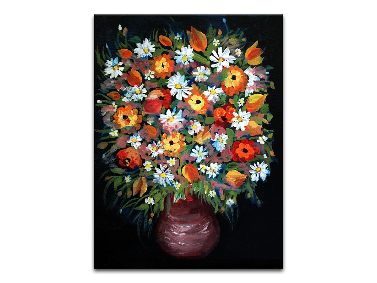 Moderne slike u galeriji MAG - Umjetnička slika Ljetno cvijeće akril na kaširanom platnu 40x30 cm