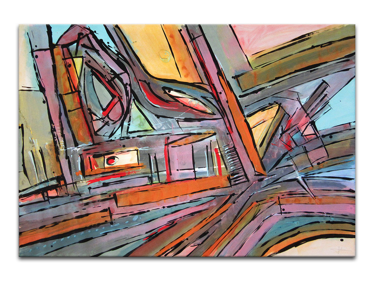 Moderne slike u galeriji MAG - apstraktna slika Svjetla grada akril na hameru 100x70 cm