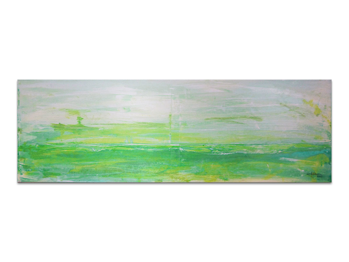 Moderne apstraktne slike u ponudi galerije MAG - apstraktna slika Zeleni obzor akril na platnu 120x40 cm