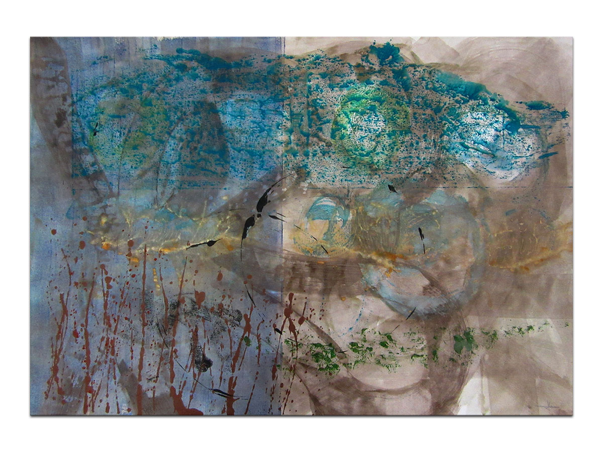 Moderne slike u galeriji MAG - apstraktna slika Tirkizna nevera akril na hameru 100x70 cm