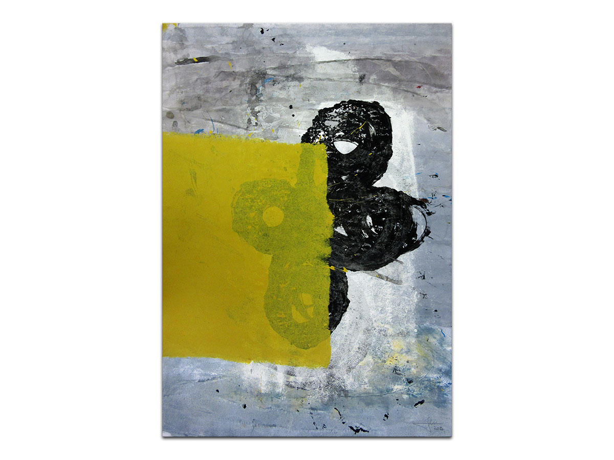 Moderne slike u galeriji MAG - apstraktna slika Iza žutog filtera akril na hameru 100x70 cm