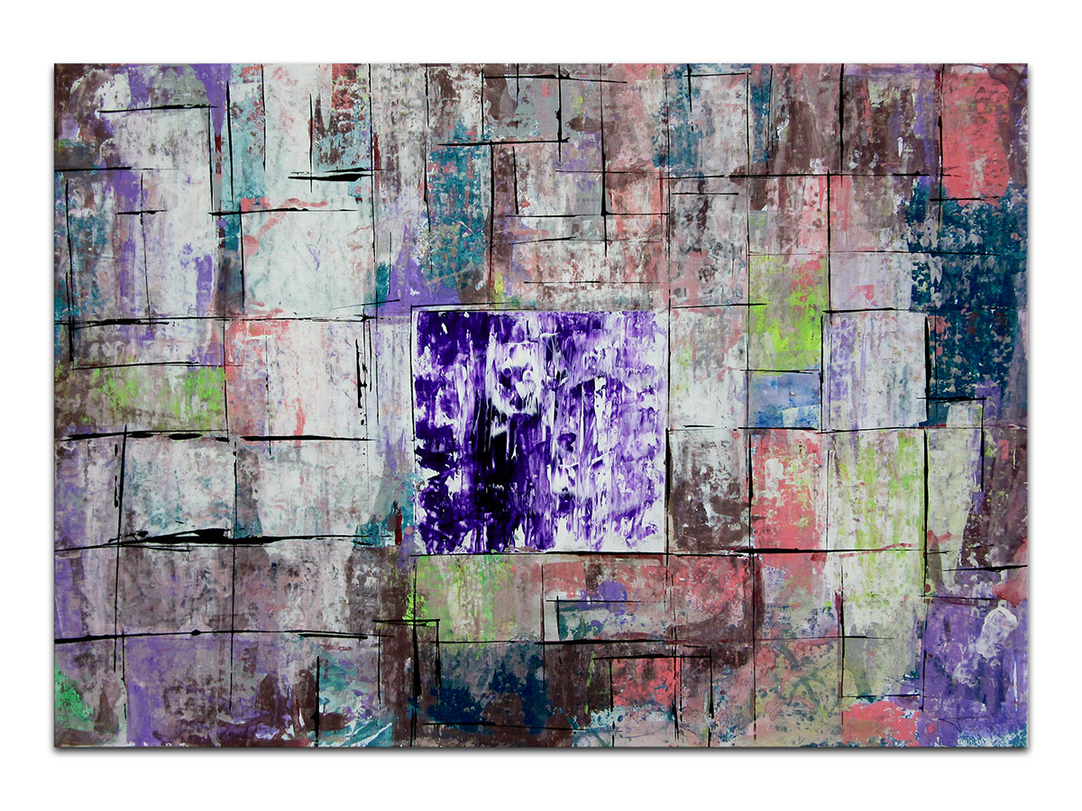 Prodaja umjetničkih slika u online galeriji MAG - apstraktna slika Miris ljubičice akril na hameru 100x70 cm