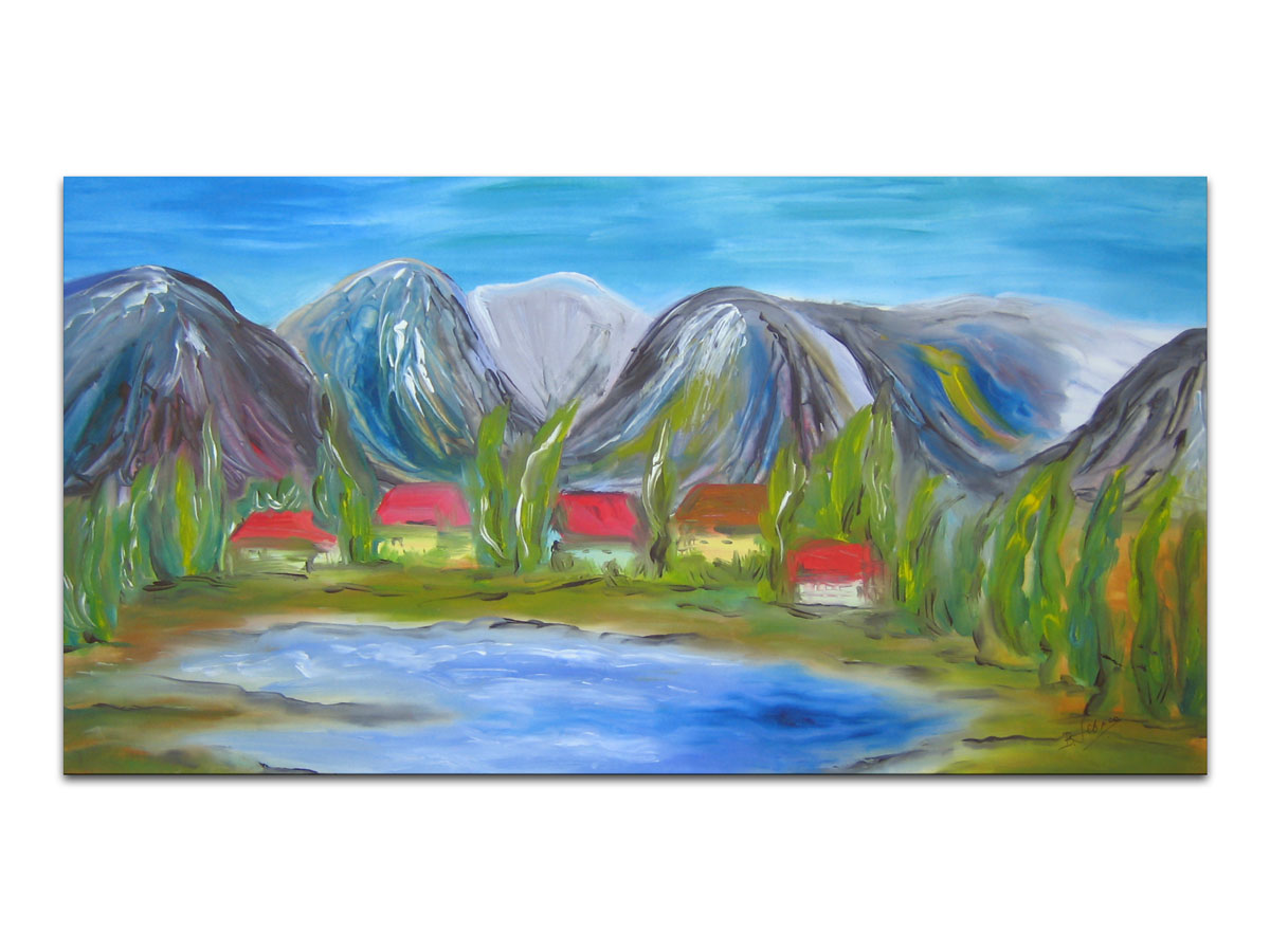 Prodajna galerija MAG galerija - Umjetnička slika na platnu - U podnožju planina - 100x50 cm