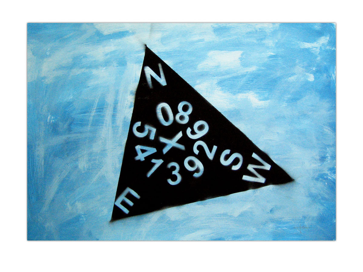 Dnevni boravak slike iz galerije MAG - Kompas - moderna apstraktna slika na hameru 70x50 cm