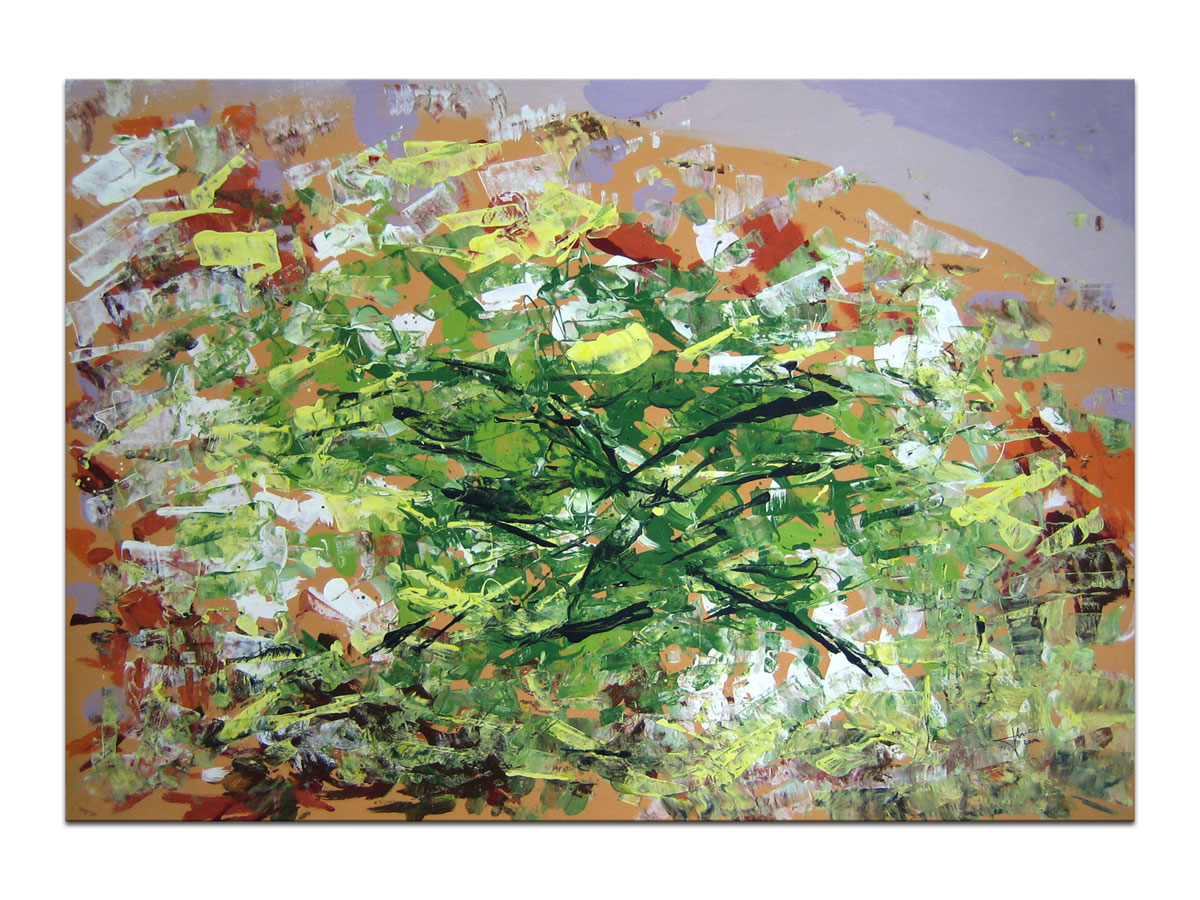 Prodaja umjetničkih djela u galeriji MAG - apstraktna slika Fritaja sa šparogama akril na hameru 100x70 cm