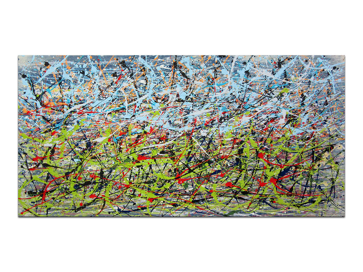 Moderne slike u galeriji MAG - apstraktna slika Pollockov pejzaž akril na napetom platnu 120x60 cm