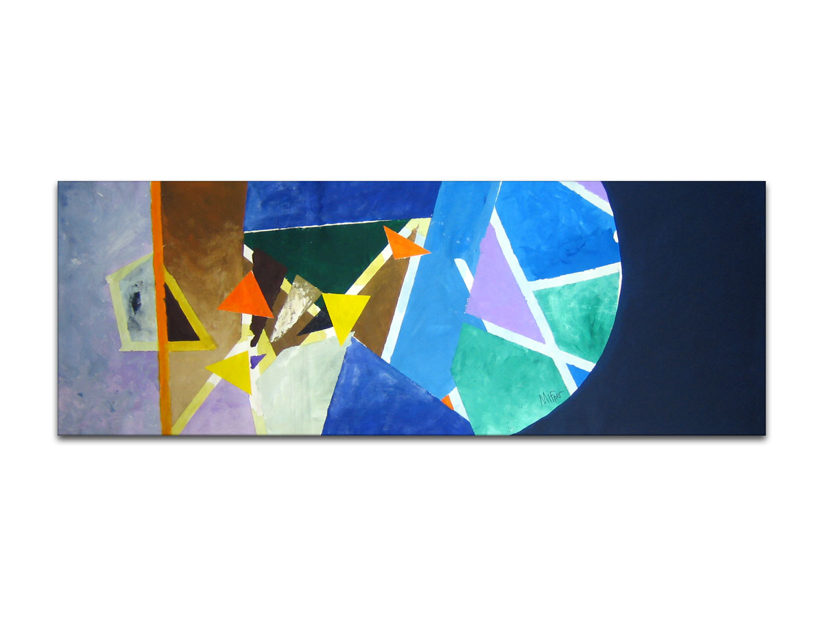 Galerije umjetnina - Velika apstraktna slika na platnu - Geometrija modernizma - Akril 110x45 cm - MAG galerija