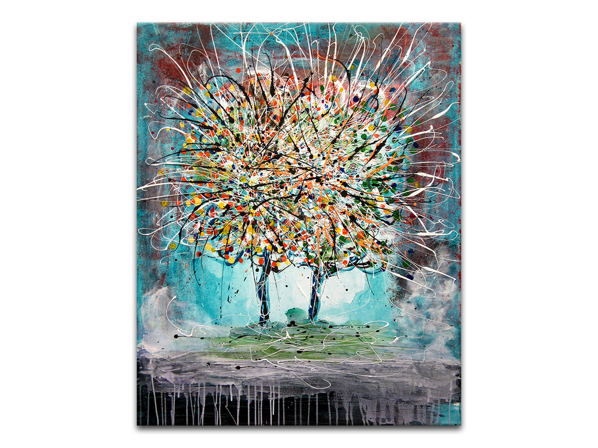 Moderne slike u galeriji MAG - apstraktna slika Drveće radosti akril na napetom platnu 100x80 cm