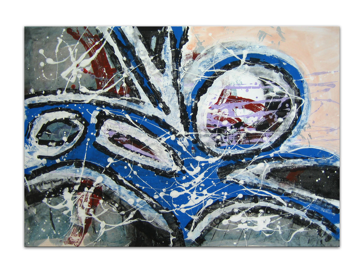 Opremanje stanova slikama galerije MAG - apstraktna slika Plava rijeka Akril na hameru 100x70 cm