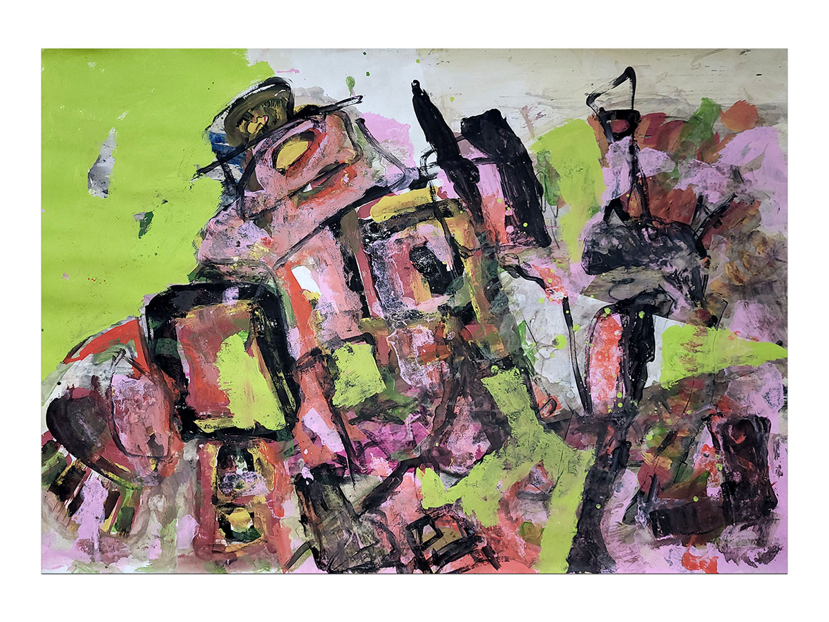 Moderne slike u galeriji MAG - apstraktna slika Urbani totem akril na hameru 100x70 cm