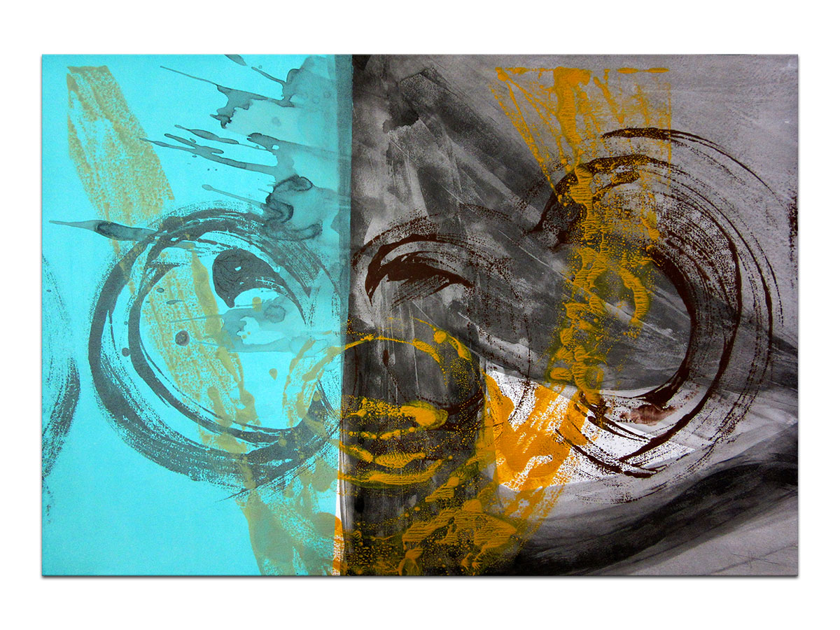 Moderne slike u galeriji MAG - apstraktna slika Tirkizni upliv akril na hameru 100x70 cm