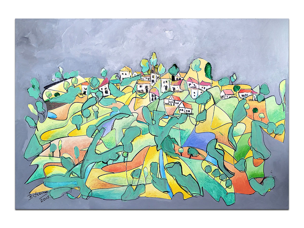 Moderne slike u galeriji MAG - apstraktna slika Pitomi krajolik Akril na napetom platnu 100x70 cm
